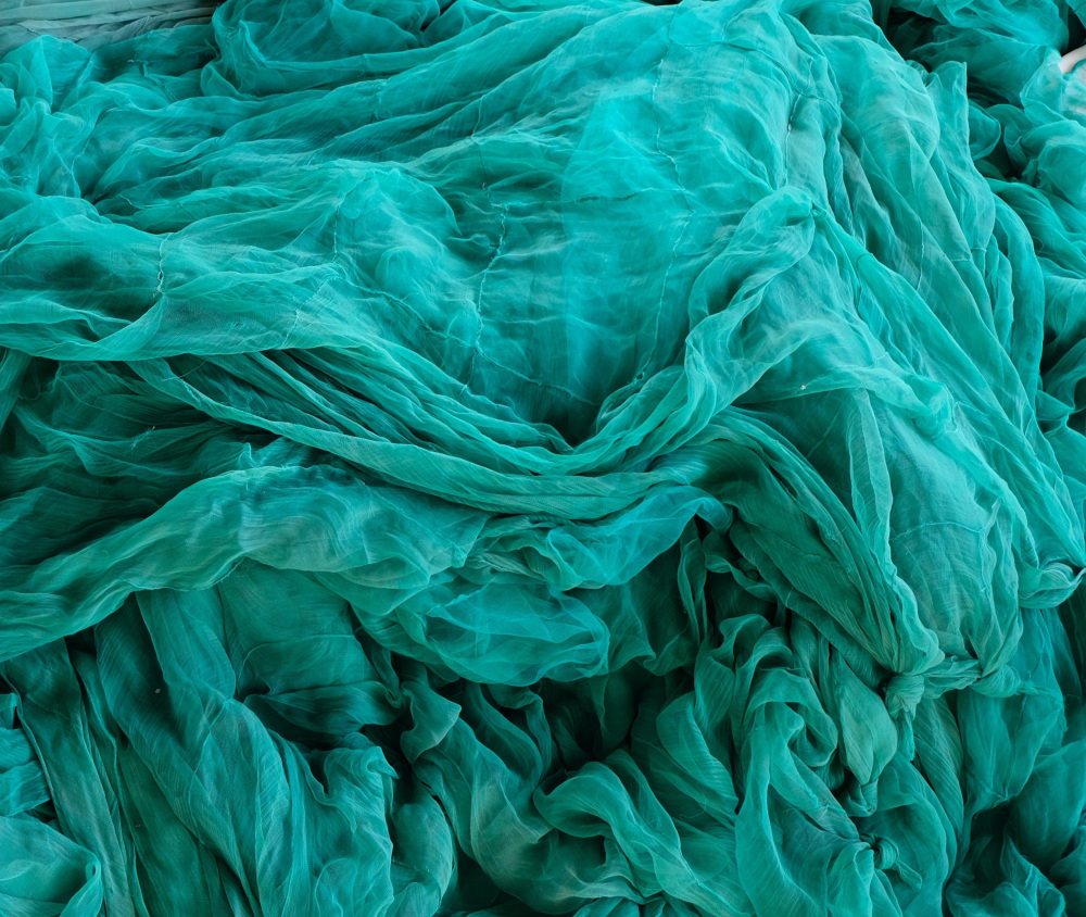 Blue Crumpled Fabric